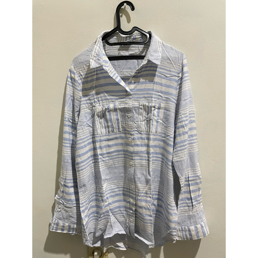 PRELOVED kemeja garis” biru soft