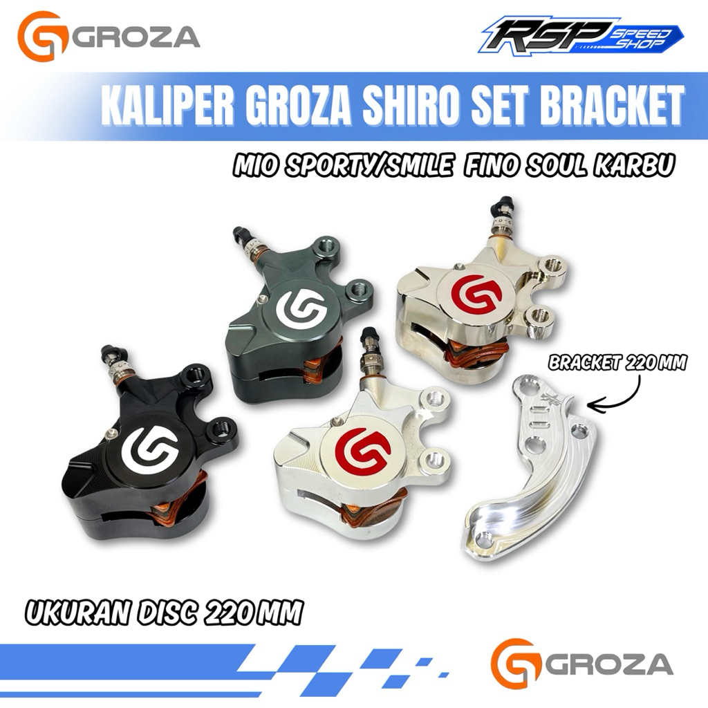 KALIPER GROZA SHIRO SET BRACKET 220 MIO SPORTY-SMILE FINO SOUL KARBU KALIPER GROZA SET BRACKET ALMU 