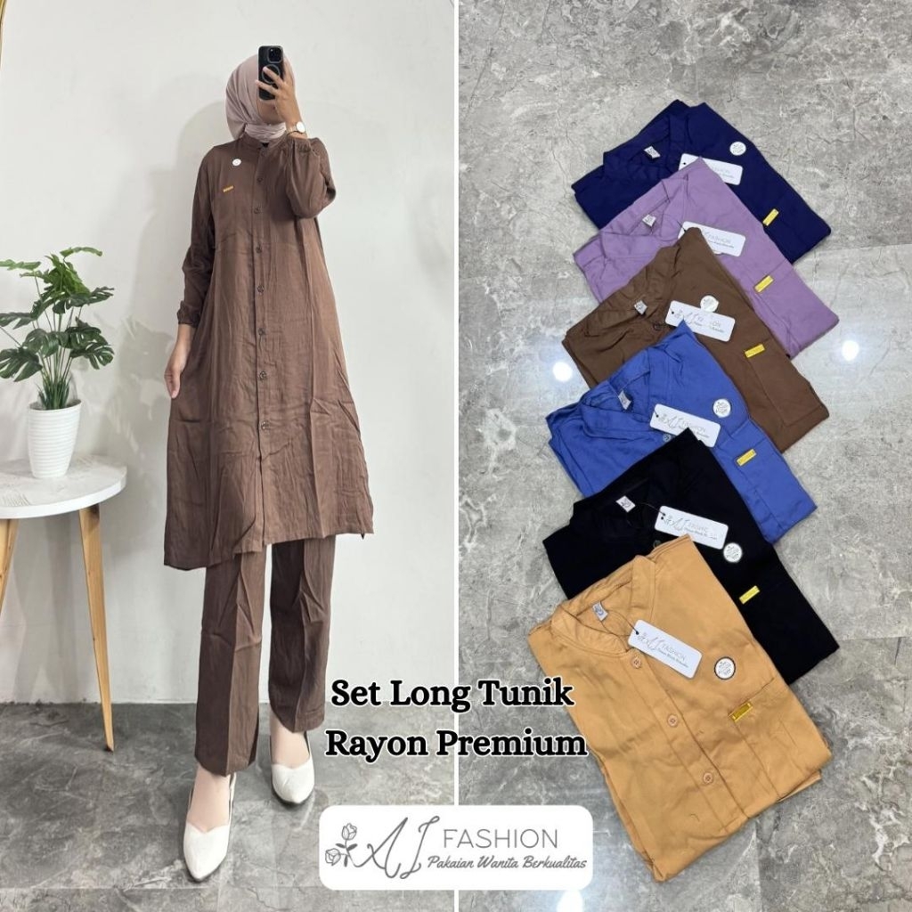 SETLONG/SETELAN LONG TUNIK RAYON TWILL POLOS