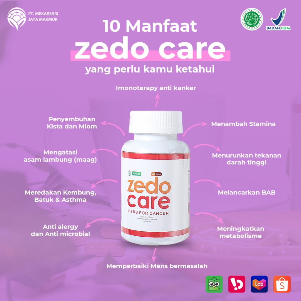 Herbal Zedo Care Untuk Obat Kista Miom Tumor dan Kanker isi 90 Kapsul Produk KPPT Mekarsari Jakarta
