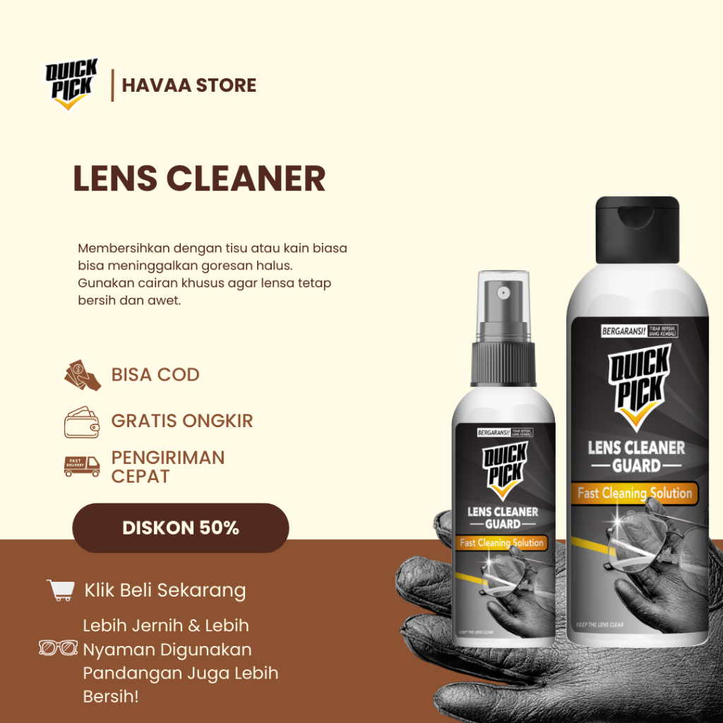 LENS CLEANER SPRAY QUICKPICK (FREE MICROFIBER) Cairan Pembersih Lensa Kacamata Kamera Jernih Tanpa B