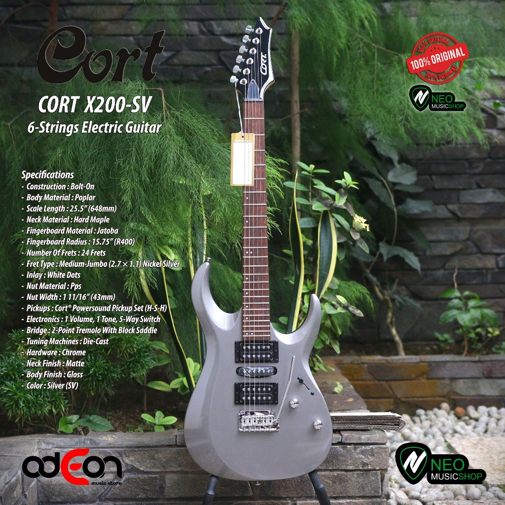 CORT X200-SV 6Strings Gitar Elektrik Silver