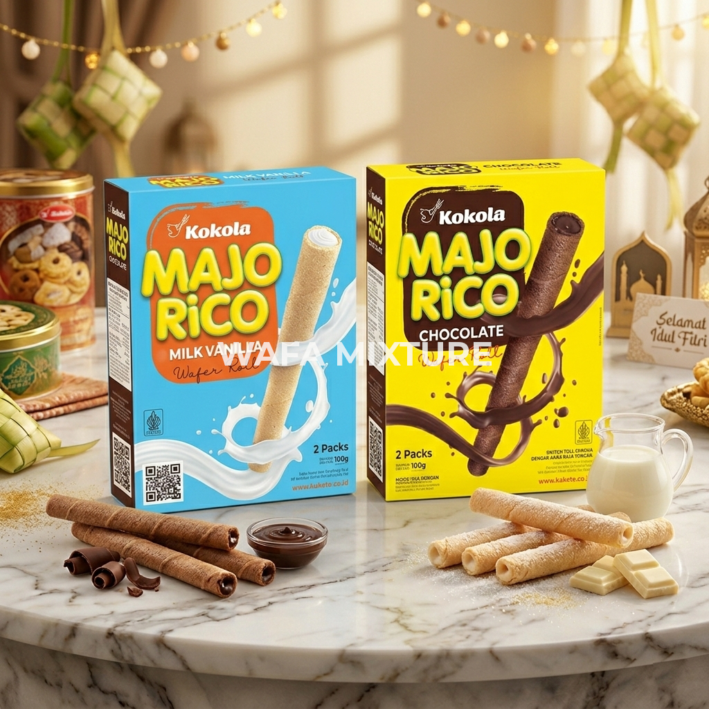 Majorico Wafer Roll 100G chocolate dan vanila / 24 box cocok u/ bingkisan, hajatan, acara, nikahan, 
