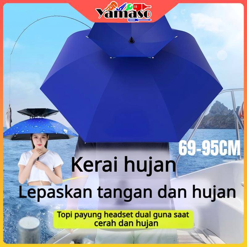 Payung Topi Ukuran Diameter 70 80 & 95 Cm Topi Payung Mancing Hiking Outdoor Payung Kepala Besar
