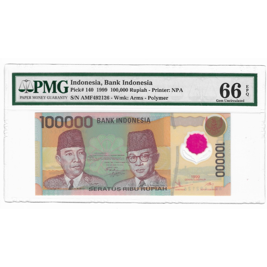 Uang Kuno Polimer 100.000 Rupiah Soetta Plastik PMG