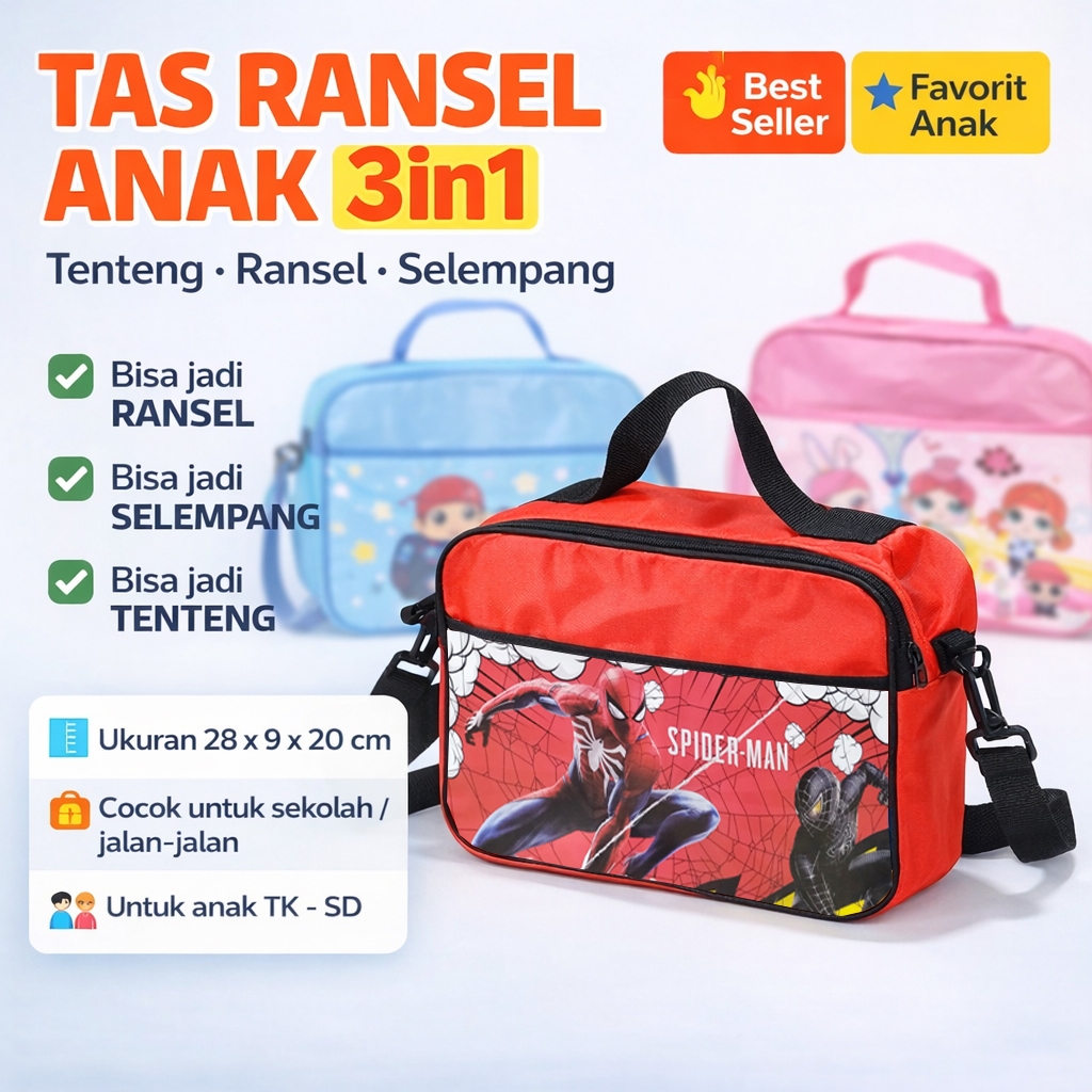 Grosir Tas 3in1 Ransel Gendong Goodie Bag Bingkisan Lebaran untuk Anak Souvenir Ulang Tahun Anak