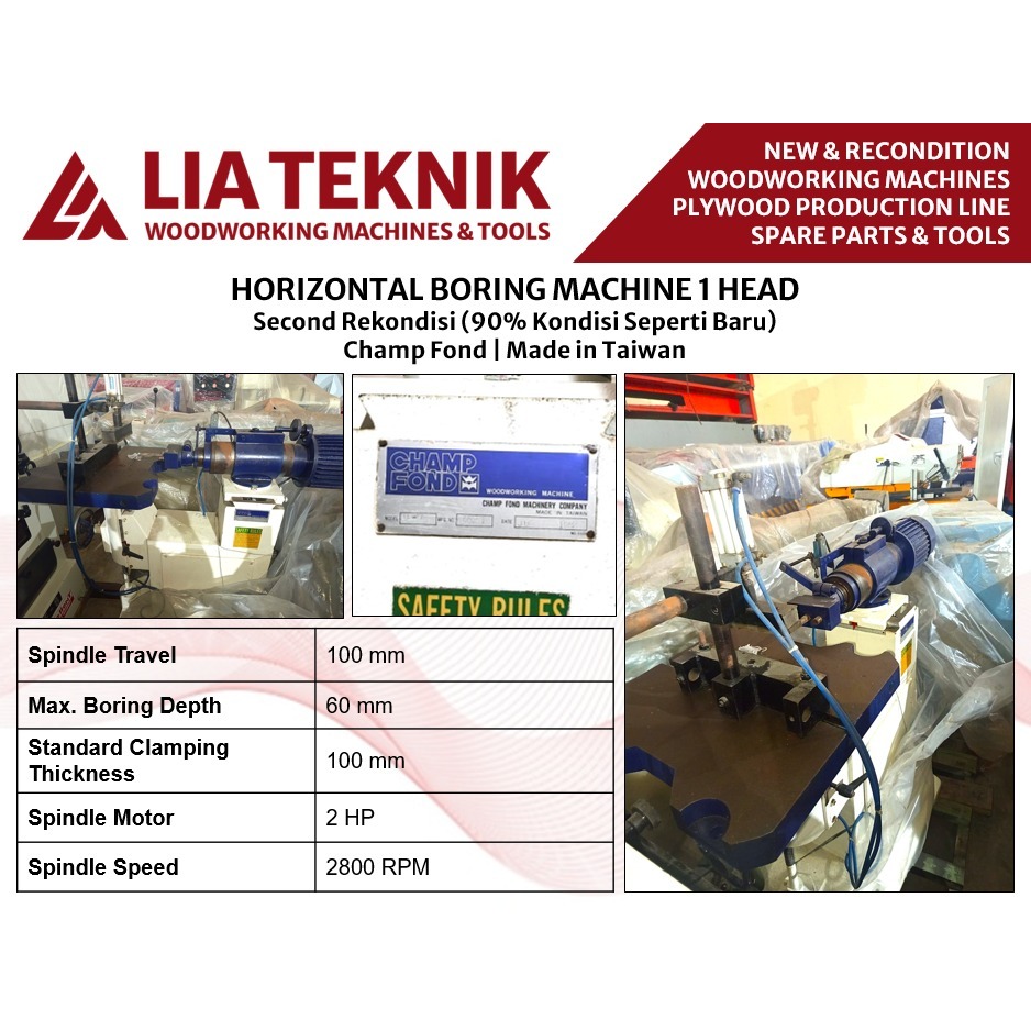 Mesin Single Head Horizontal Boring Champ Fond Mesin Bor Samping 1 Kepala Champ Fond Second Rekondis