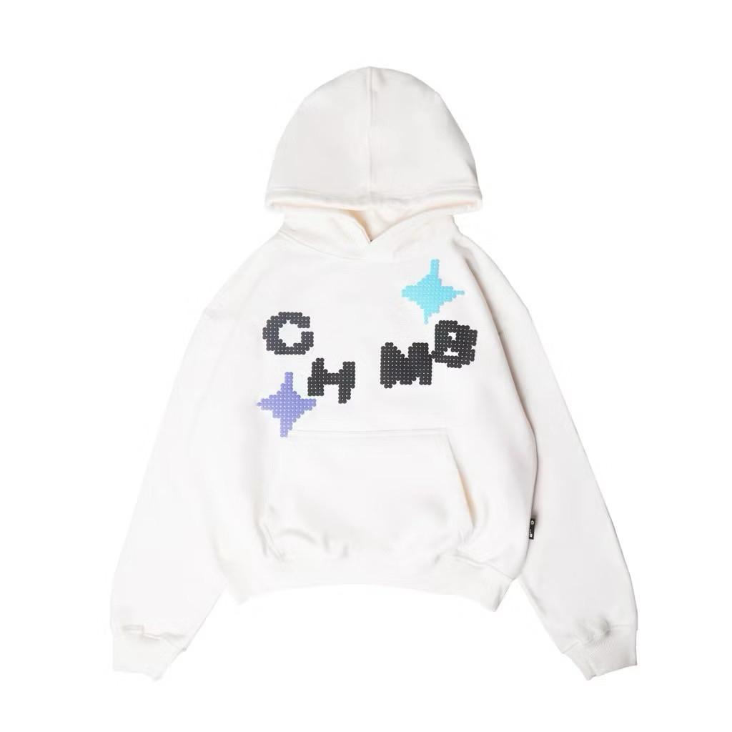 CHMB Boxy Hoodie Pixel Broken White