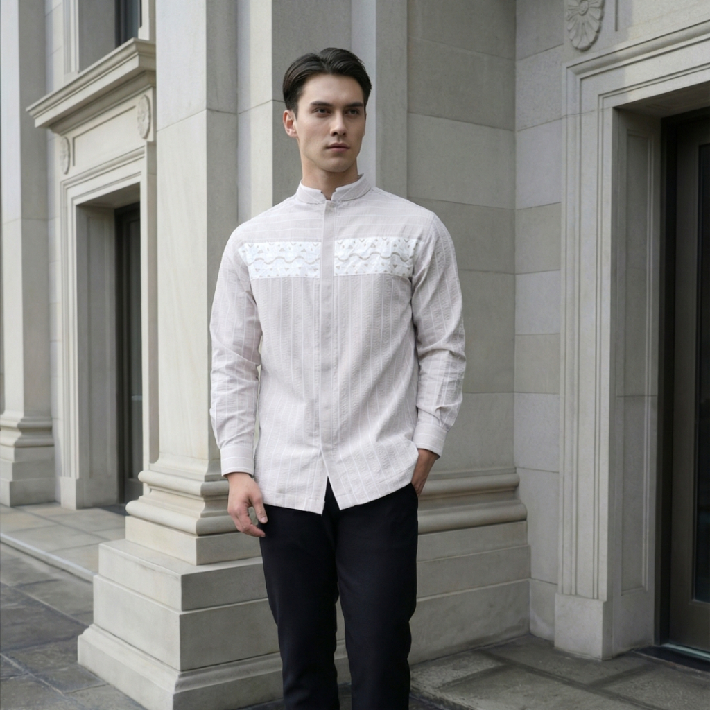 Shafira Arram Menswear | Koko Tangan Panjang Pria | Motif Embroidery