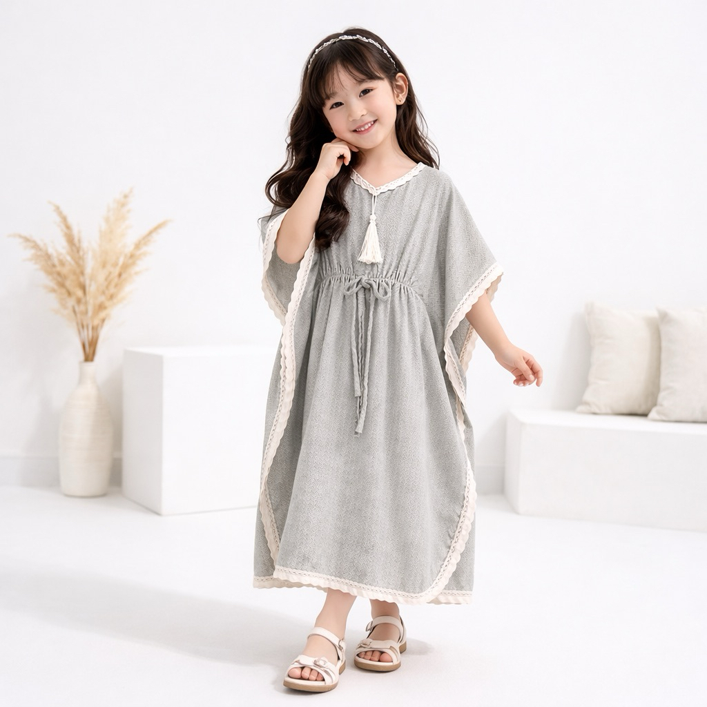 DD - Baju Kaftan Anak / Baju Batwing Anak 0-6tahun Motif Daun - Baju Anak Perempuan - Fashion Anak K