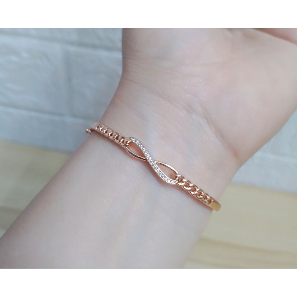 Xuping Premium Gelang bangle (lingkar kecil)Infinity motif Rante (aslinya seperti emas)Anti karatan