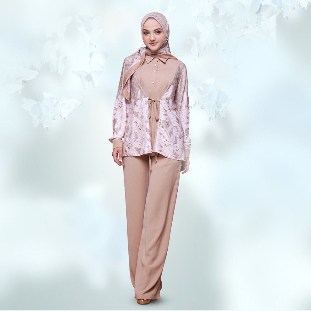 CUCI GUDANG 50% BAJU MANDJHA IVAN GUNAWAN BROWN BUTTERFLY SET
