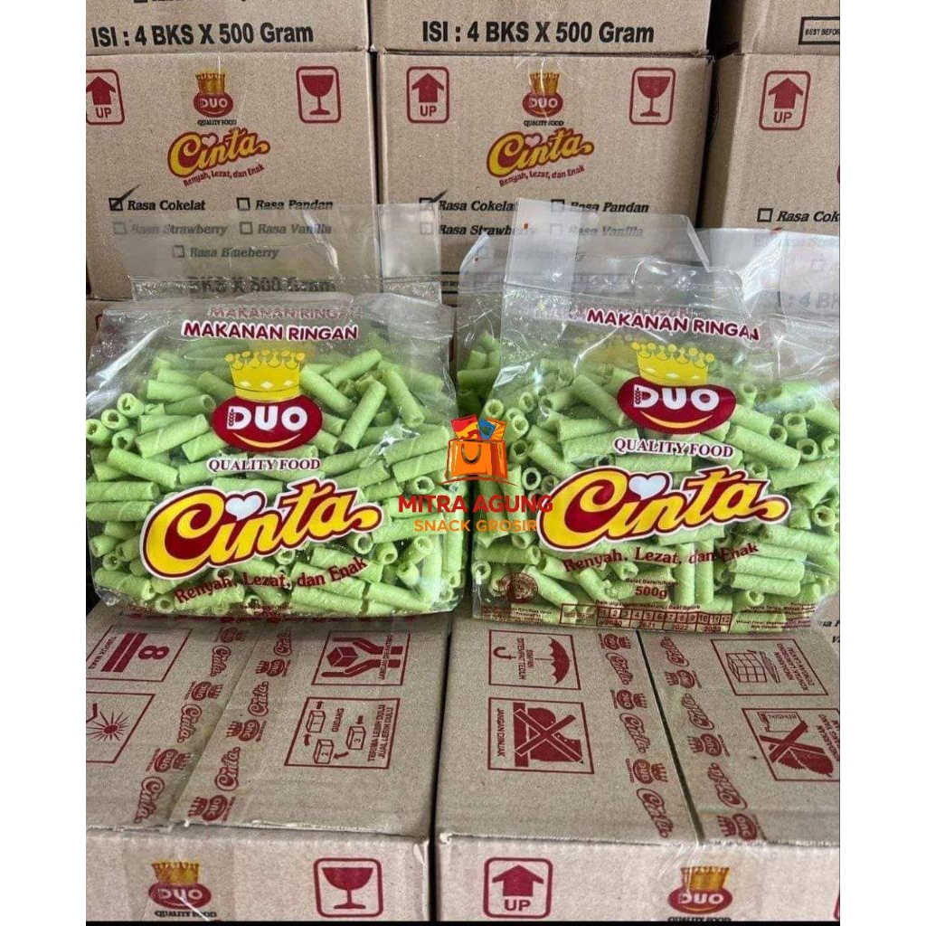 Cinta Astor Roll Pandan 1 Dus @500gr Isi 4  – Wafer Gulung Renyah Aroma Pandan Grosir Murah | Cocok 