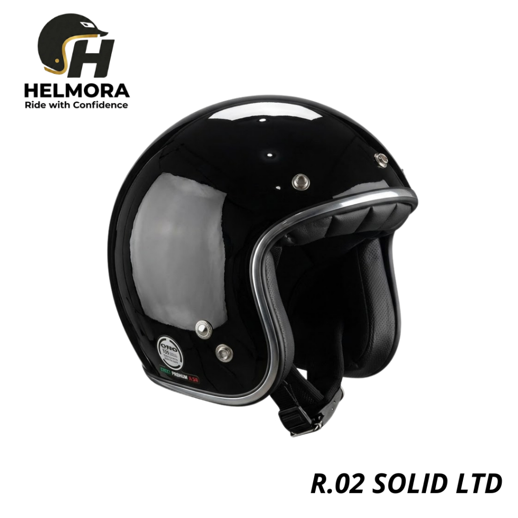 Helmora - Helm R.02 Solid LTD Original SNI Helm Bogo Retro Klasik untuk Pria dan Wanita Dewasa