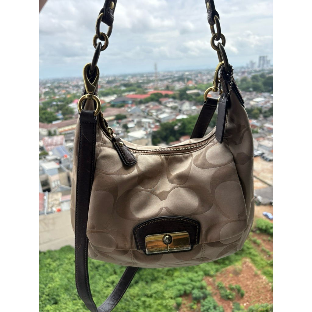 tas Coach vintage lengkap tali panjang