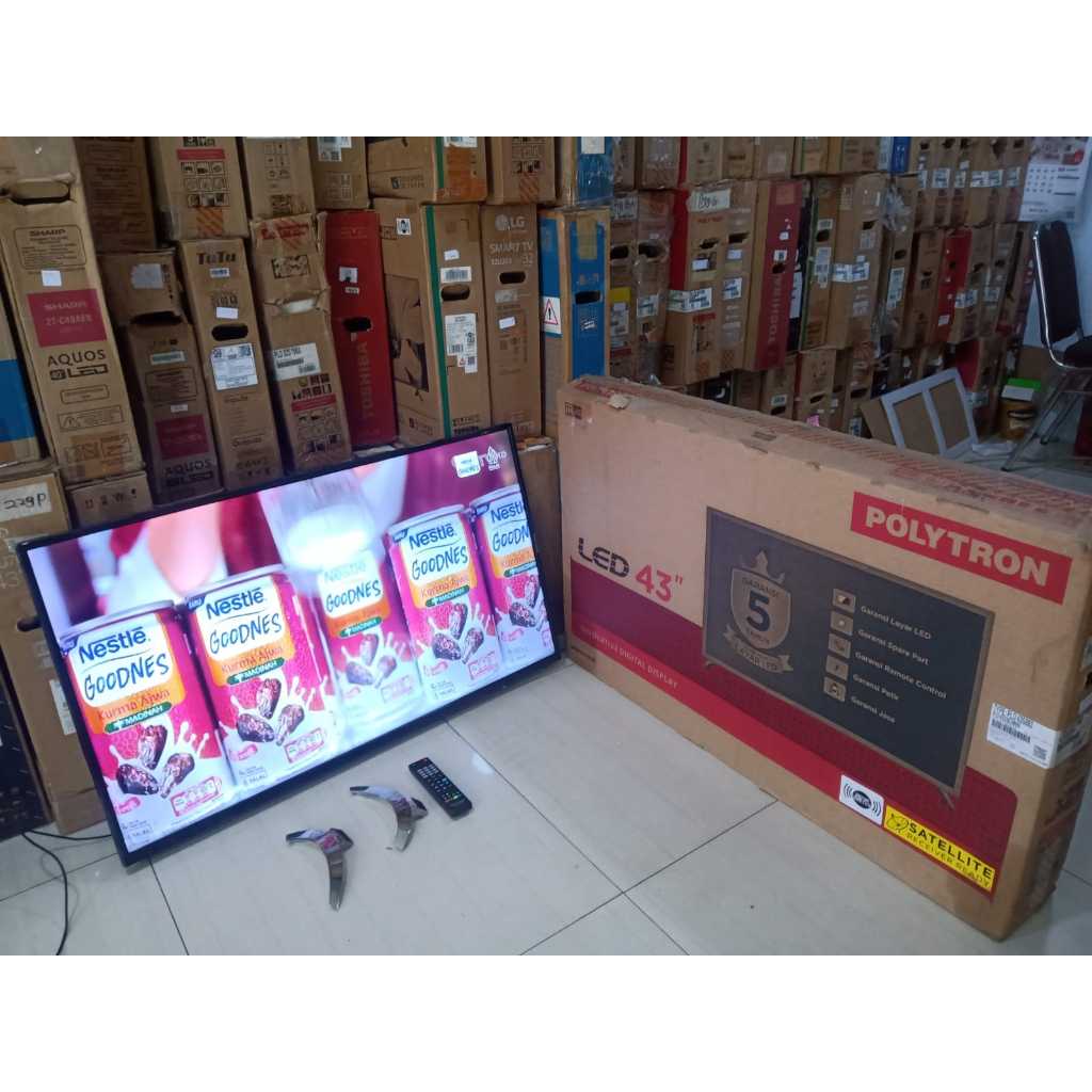 TV LED POLYTRON DIGITAL 43 INC SIAP PAKAI TANPA STB KONDISI BEKAS MASIH SEGEL (916N)