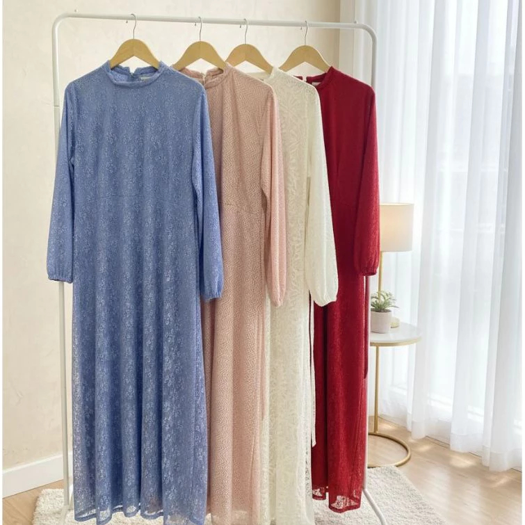PITA Dress Gamis Brukat Tile Premium - Gaun Pesta Muslimah Mewah Busui Friendly Dress Kondangan Wani