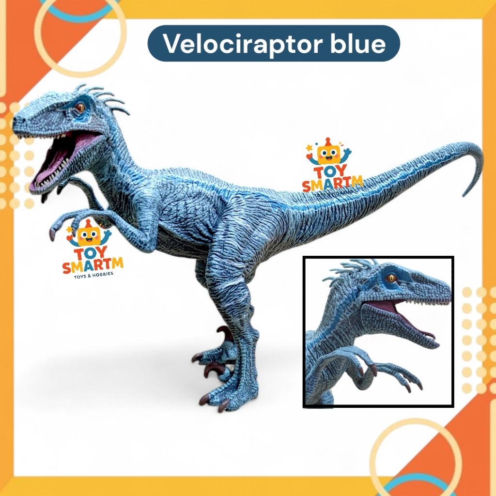 Action Figure Dinosaurus Velociraptor Blue Raptor mainan Anak Dino Velociraptor