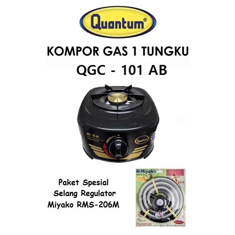 Quantum Kompor Gas 1 Tungku QGC-101AB Hitam Paket Promo