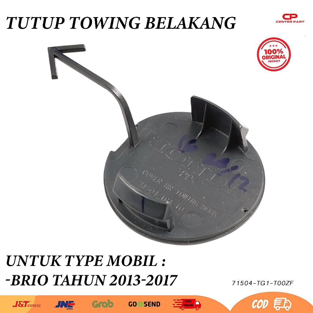 Cover Tutup Derek Towing Hook Bumper Bemper Belakang Mobil Honda Brio 2013 2014 2015 2016 2017