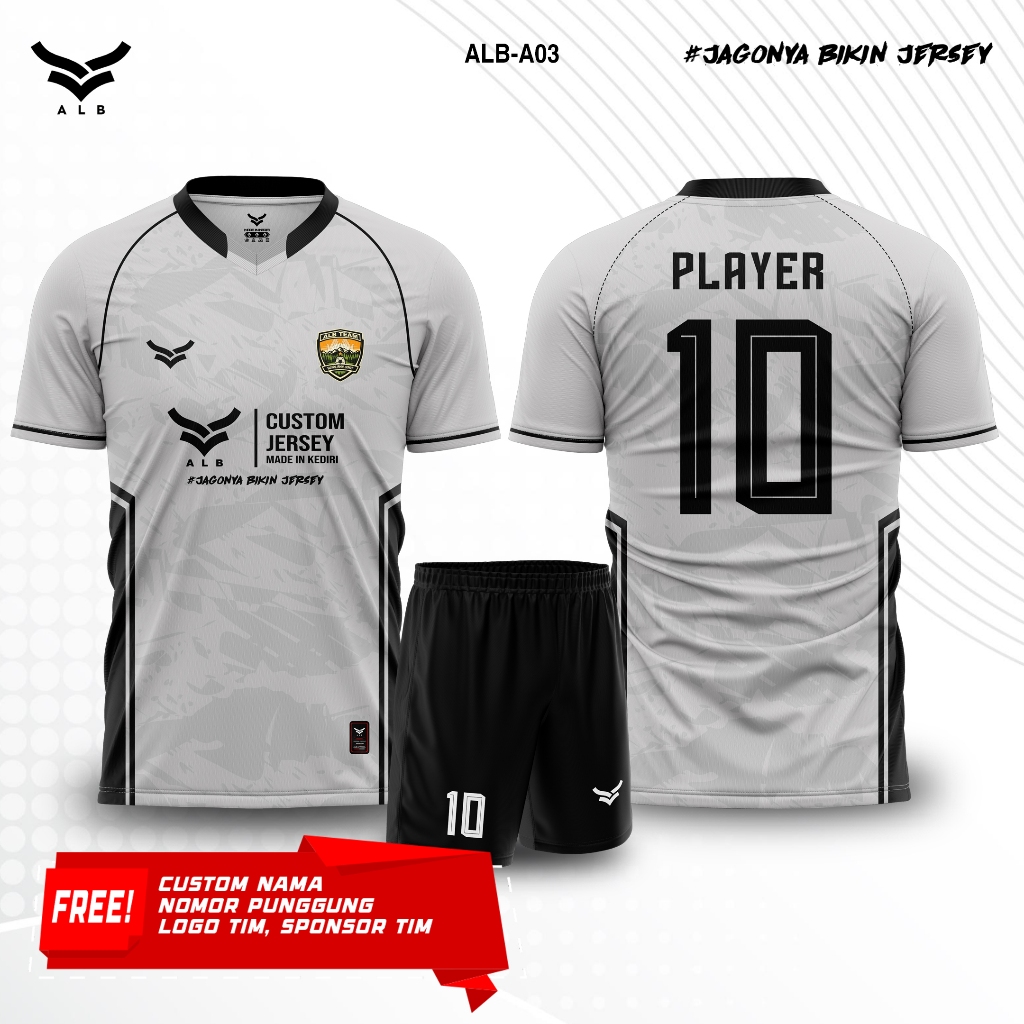 JERSEY FUTSAL HITAM PUTIH SETELAN ANAK DEWASA CUSTOM NAMA DAN NOMOR PUNGGUNG