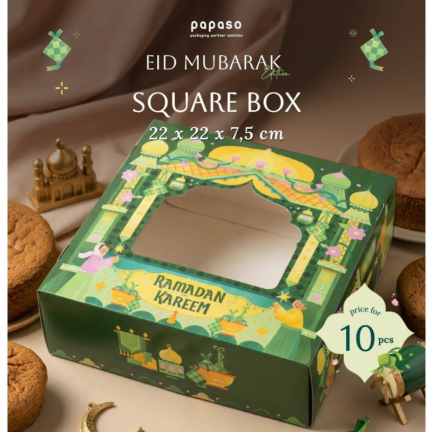 Kotak Lebaran / Box Idul Fitri /Idul Fitri Square Box Window 22x22x7,5