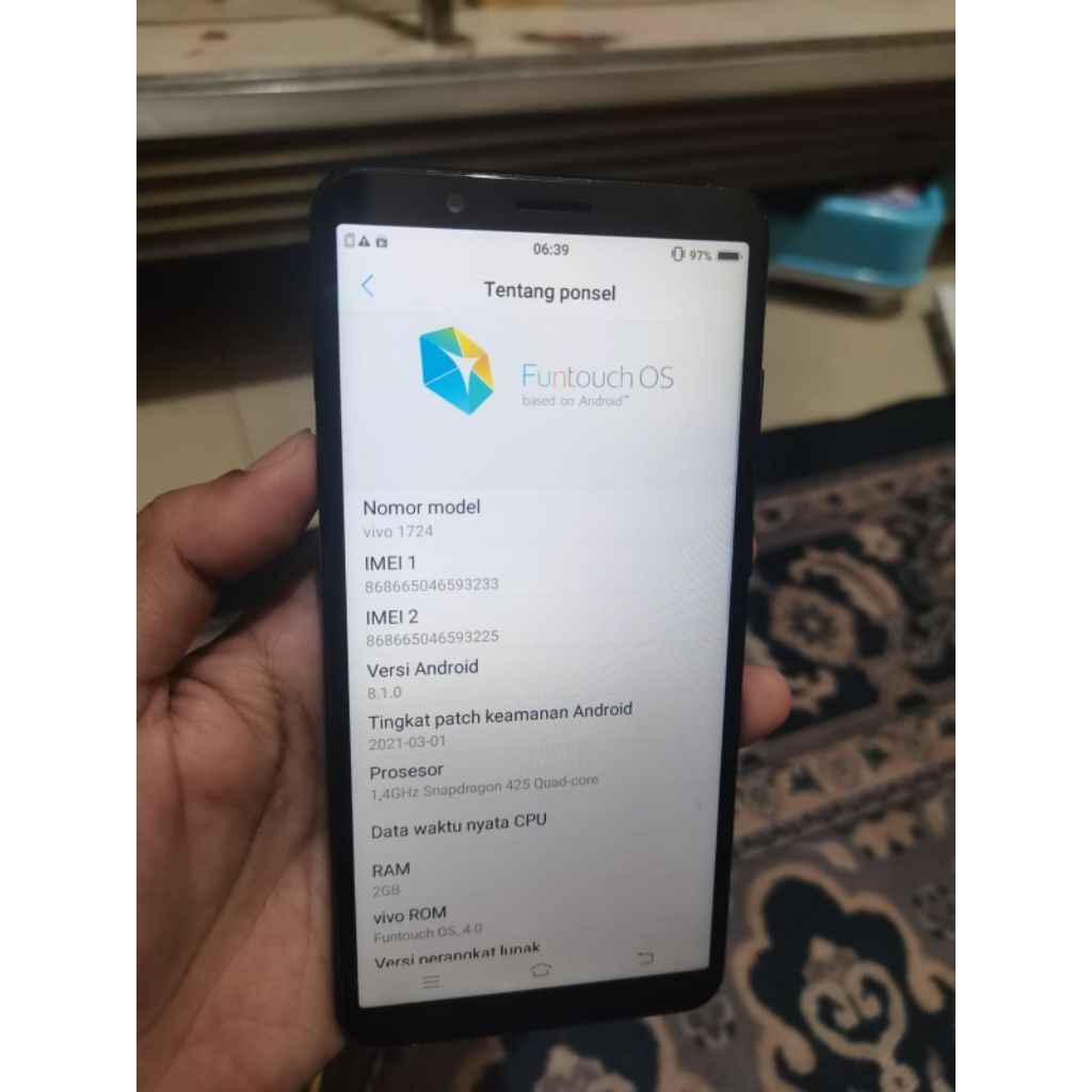vivo y71 Ram 2/16 (Hp android hp second)