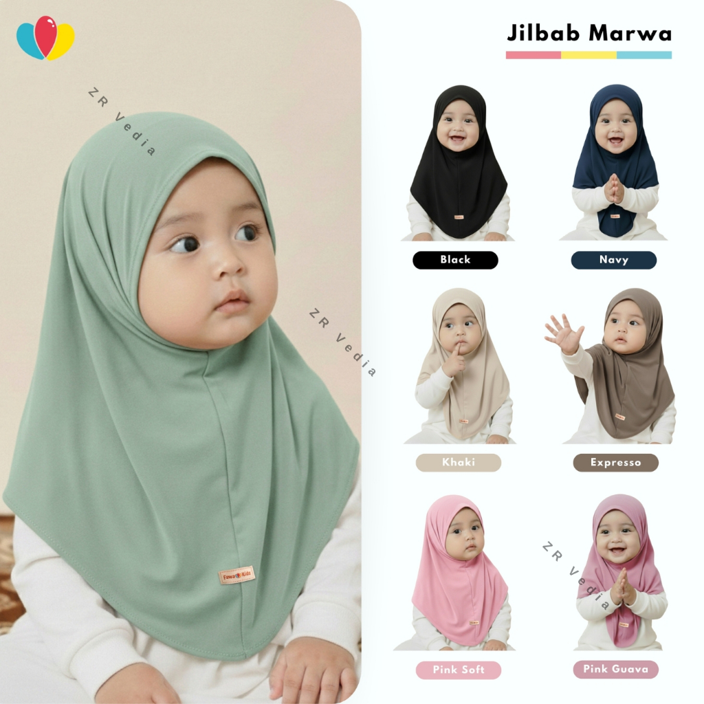 Jilbab Marwa uk Bayi - 5 Tahun / Hijab Instan Baby Balita 1 2 3 4 th Jersy Polos Anak Perempuan Non 