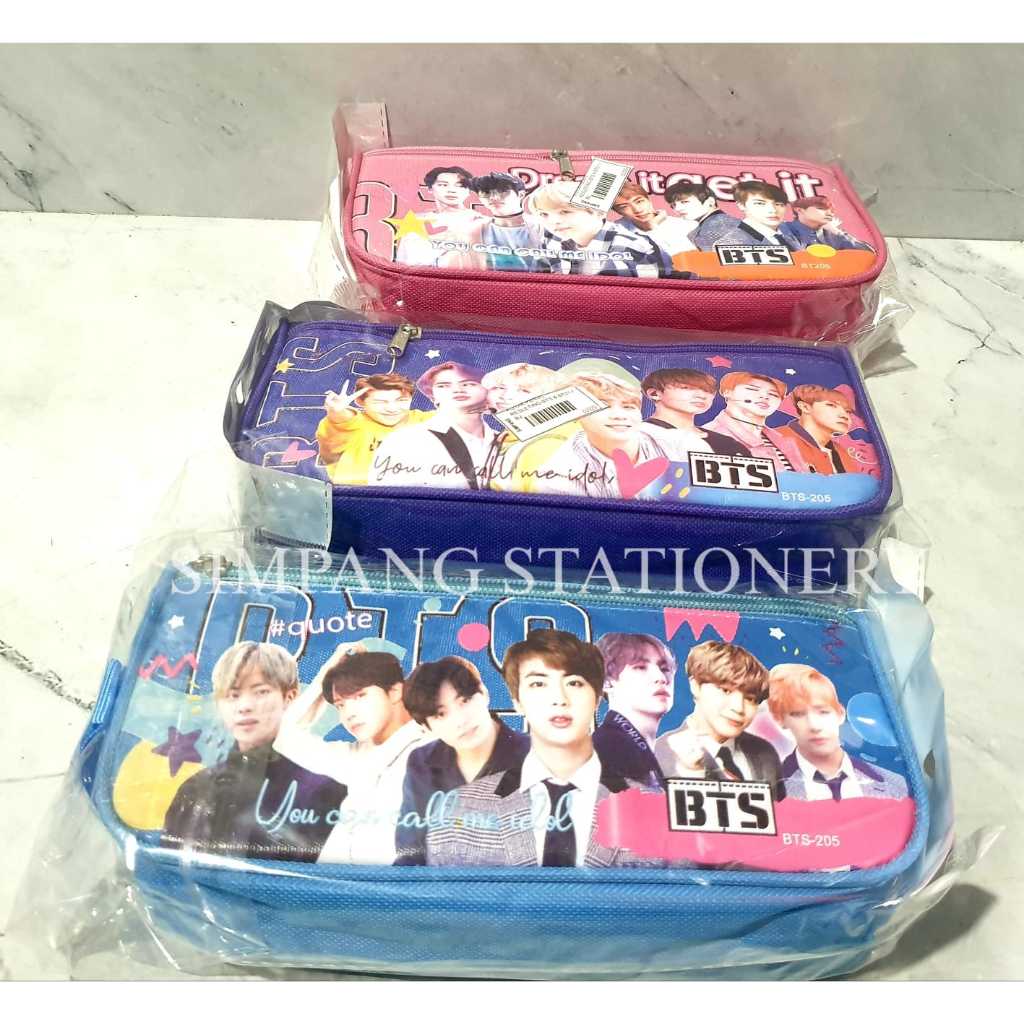 [1LUSIN/12PCS] KOTAK PENSIL RESLETING MOTIF BTS & BT21 GROSIR BAGUS MURAH