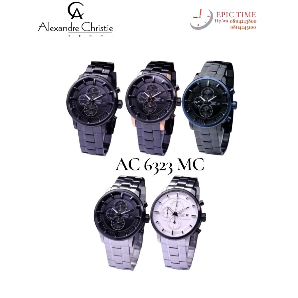 jam tangan pria alexandre christie 6323 AC6323 AC 6323 tali besi stainless steel