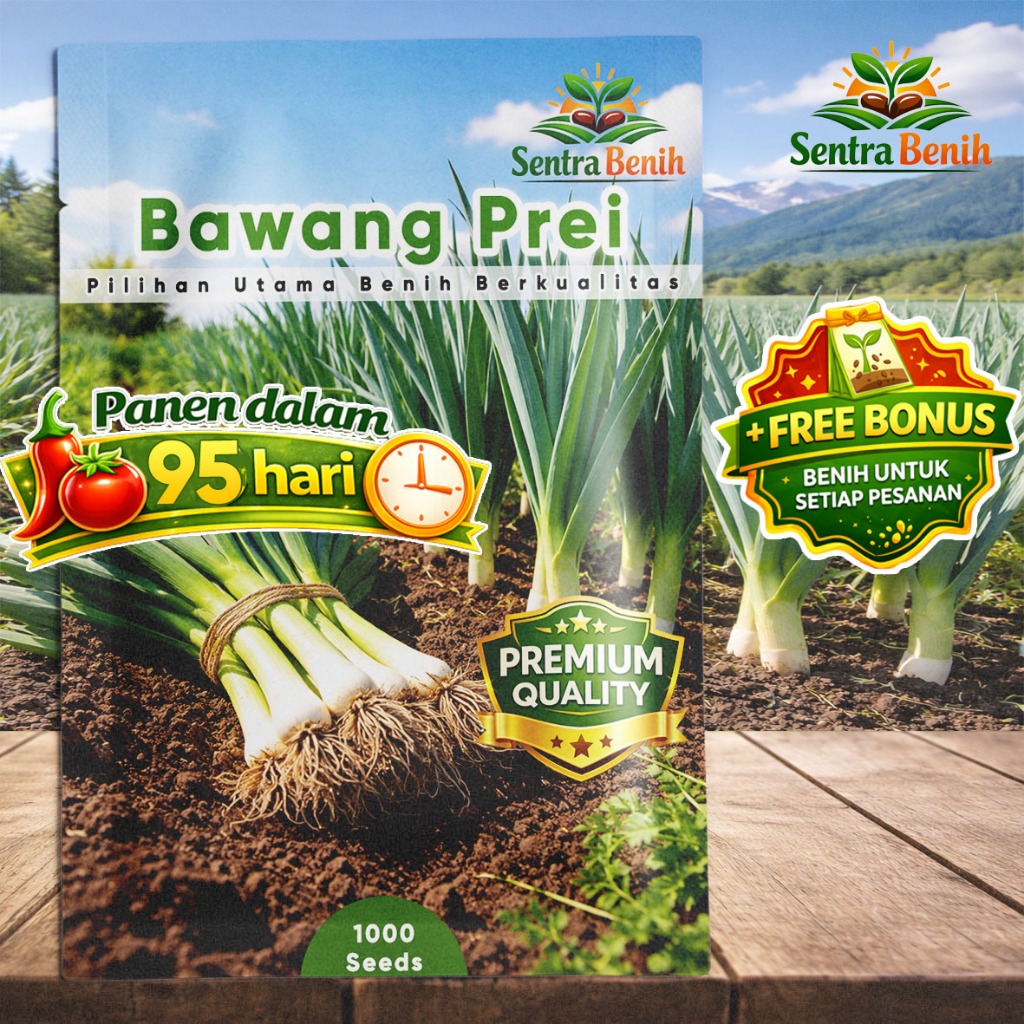 [FRESHPACK] Benih Bawang Prei - Biji Bibit Daun Bawang Besar Tahan Hama - Isi 1000 Seeds