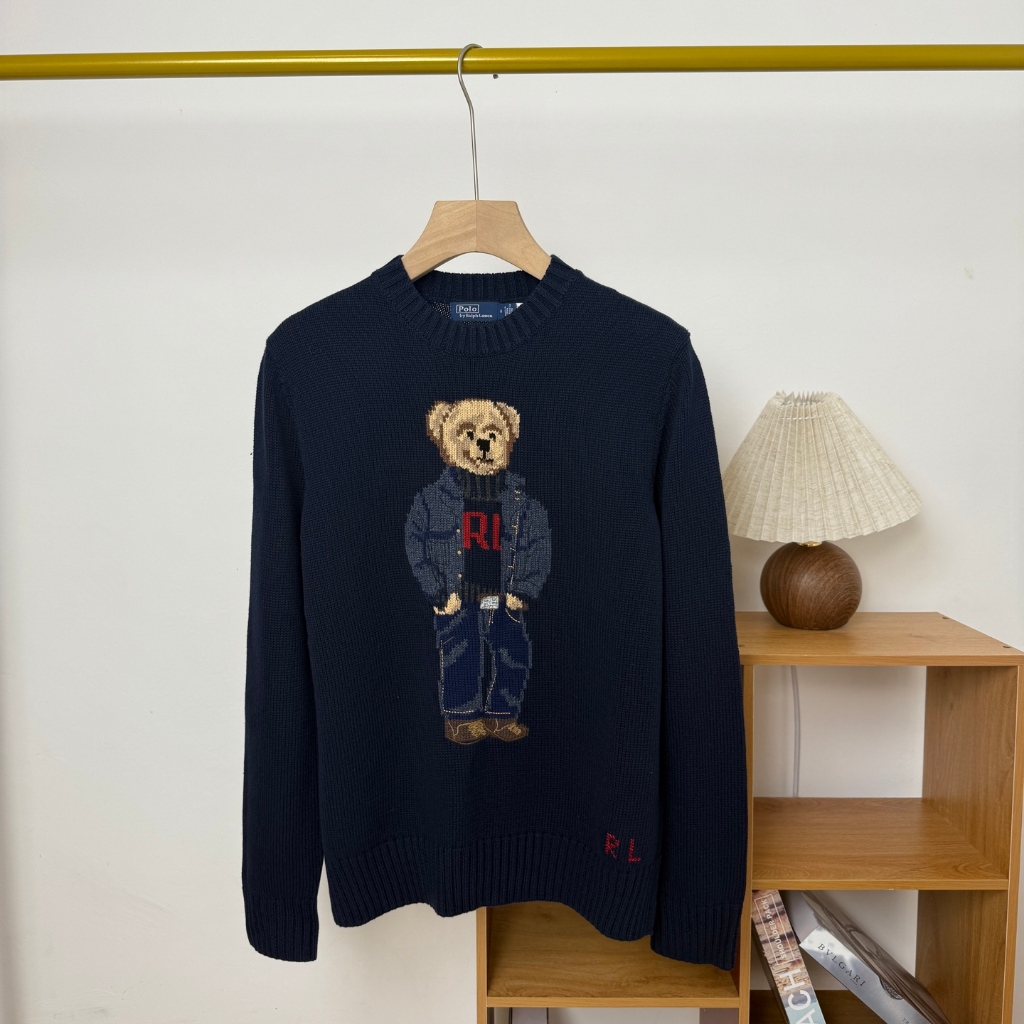 POLO RL Ralf 26 Model Baru Rajutan Leher Bulat dengan Bordir Huruf di Dada dan Kartun Beruang