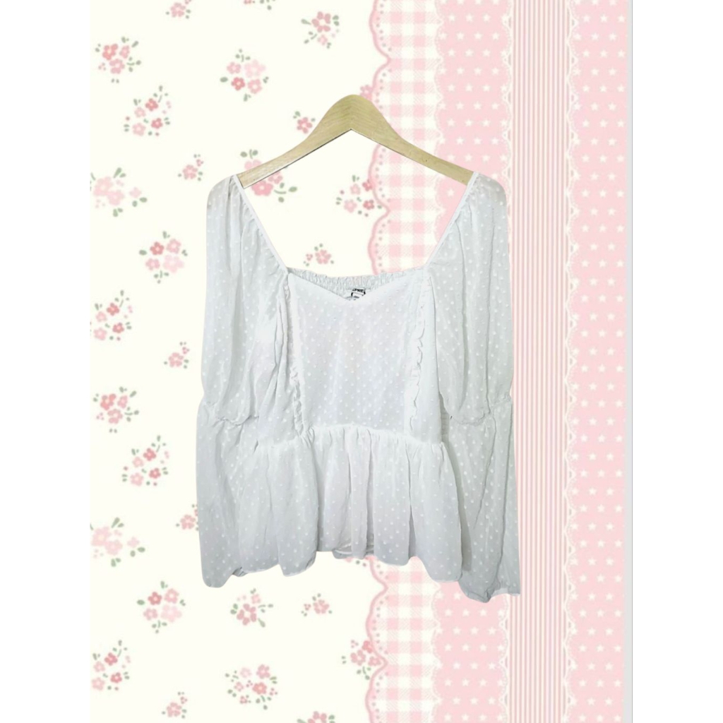 Kawai Coquette Baby Doll Smocked Puffy Hand Top Fairycore Princesscore