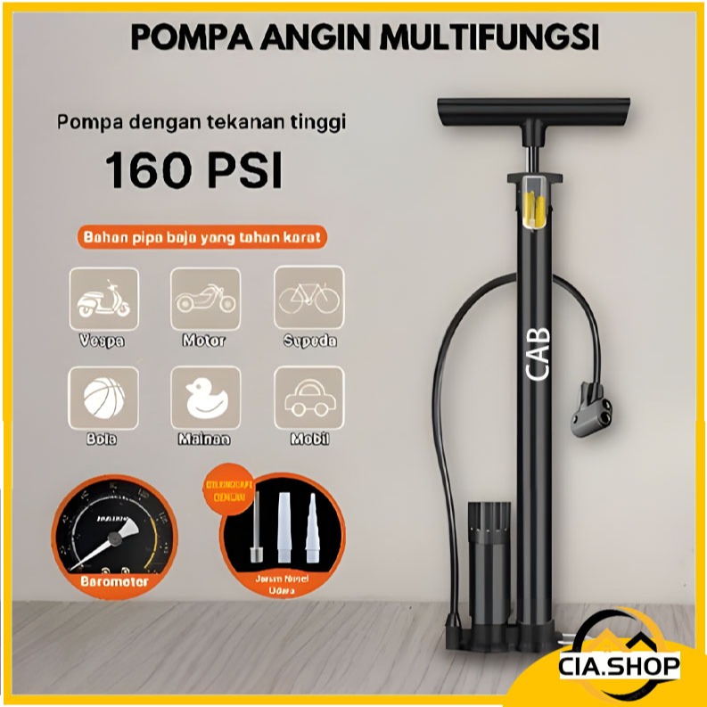 VPR Pompa Angin Ban Sepeda Dan Motor kompa sepeda meter tekanan manual dual