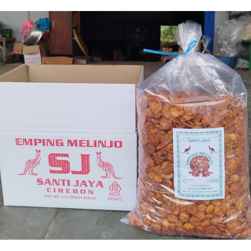 Emping Melinjo Pedas Manis Santi Jaya Sebal 5Kg, Renyah & Pedasnya nampol