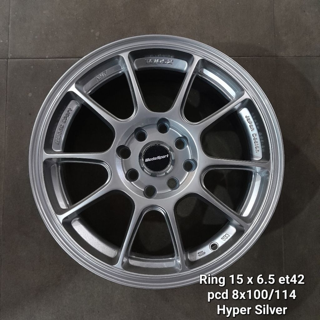 VELG TC105 RING 15 LEBAR 6.5 ET42 PCD 4X100/114 HYPER SILVER