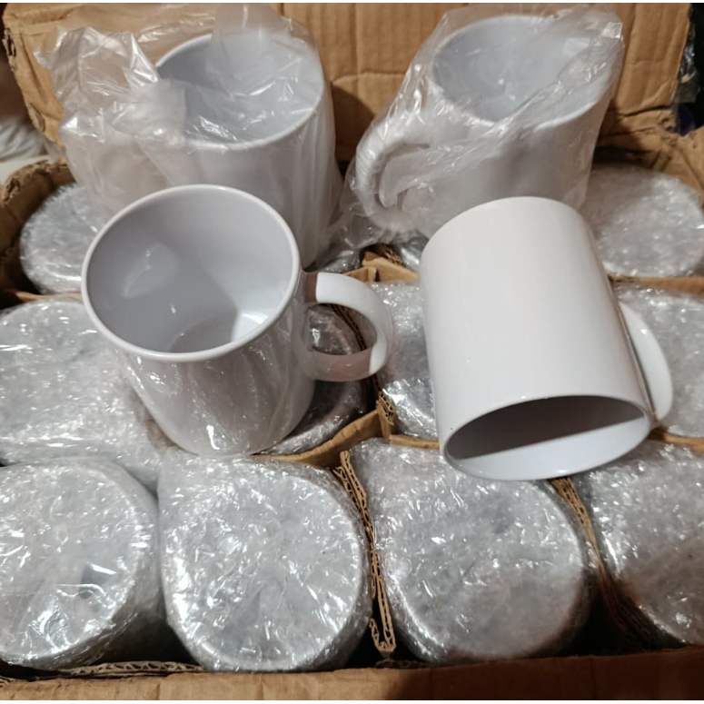Gelas Mug Coating Ecoprint Warna Putih Polos Sublime Polos SNI Import Free Bubble + Dus