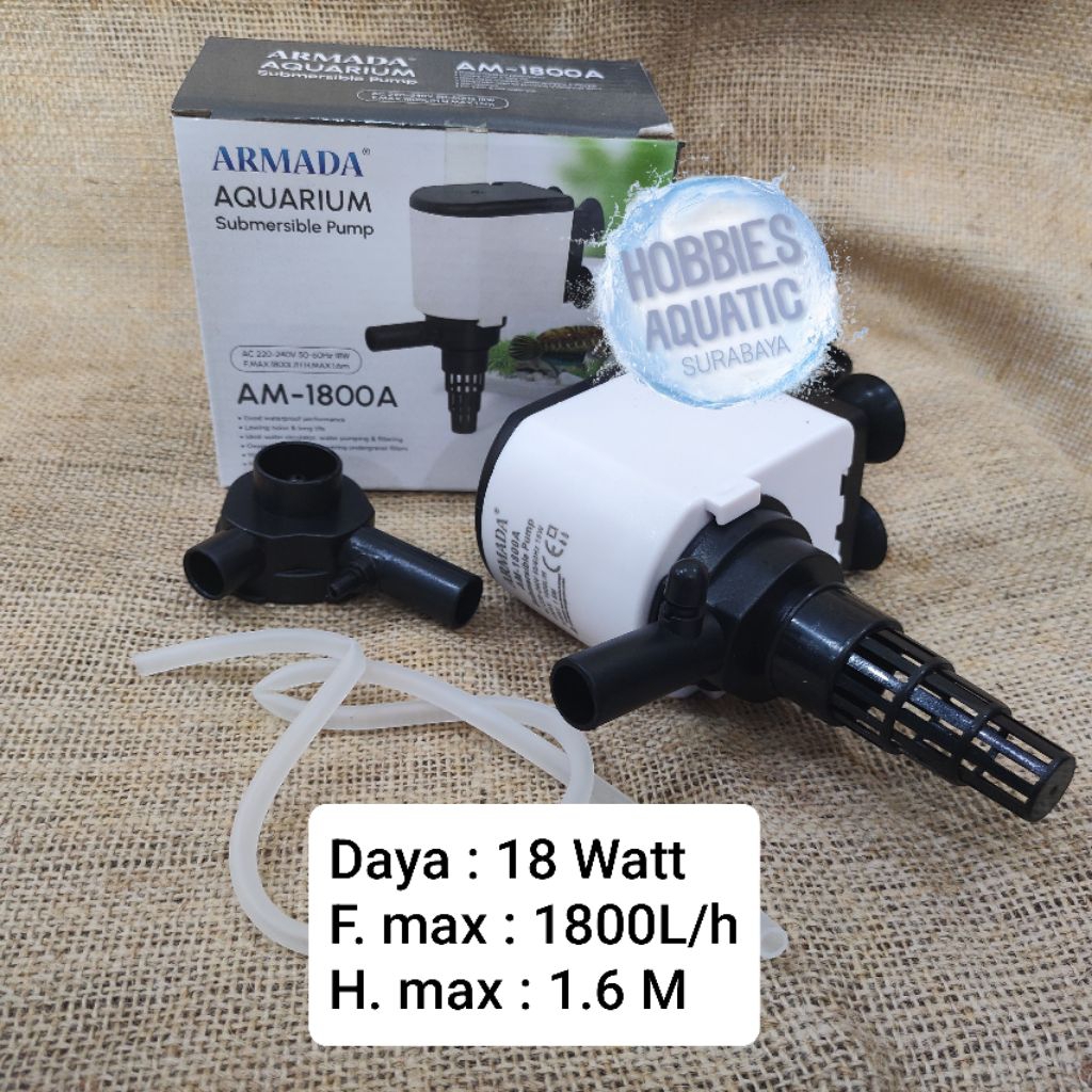 Armada AM-1800A Power Head Pompa Celup Aquarium Kolam 1800L/h
