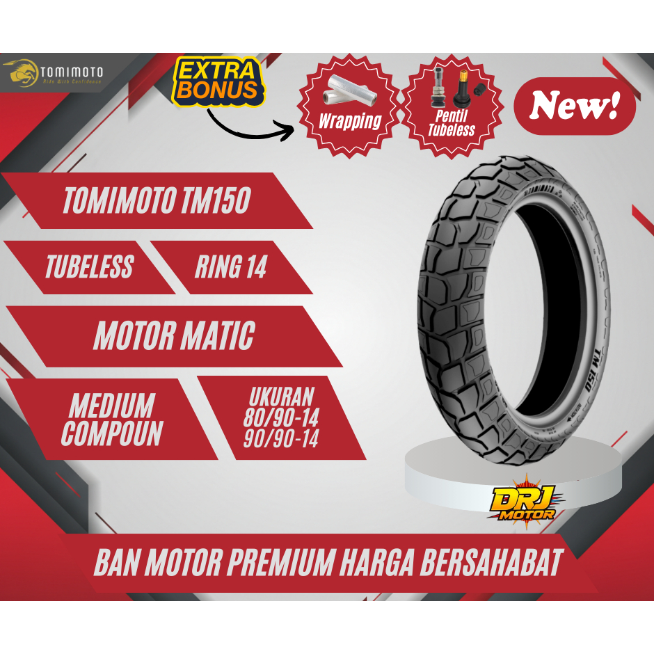 BAN SEMI RIMBA TUBELES MOTOR MATIC TOMIMOTO TM150 RING 14 - BAN MOTOR MATIC RING 14 BARU ORIGINAL