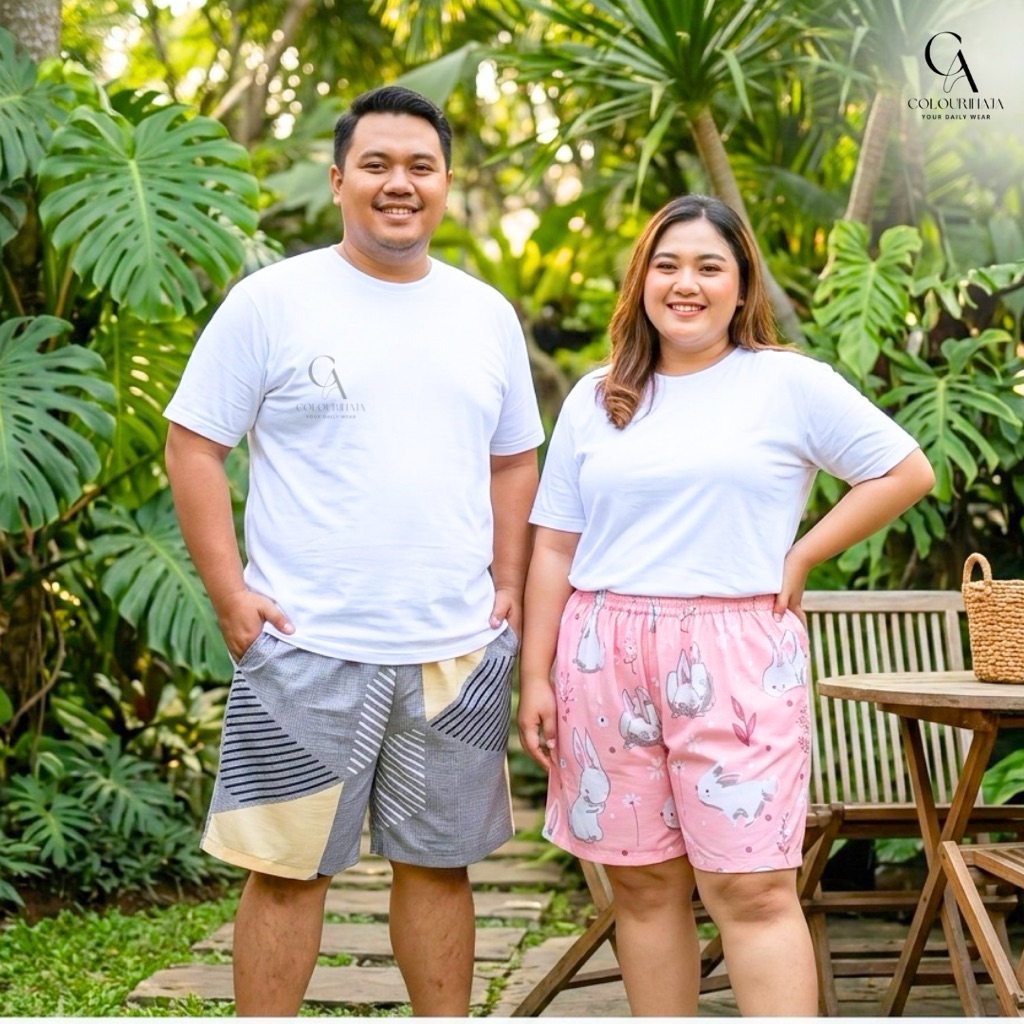 COLOURINAJA Celana Pendek Jumbo (XXL) - Celana Pendek Unisex - Celana Santai - Celana Tidur - Celana