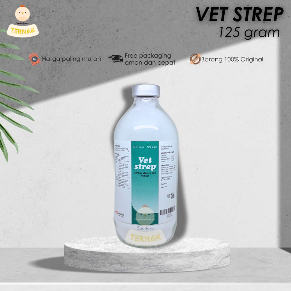 Vet Strep 125 gram Obat Pernafasan Ayam Ngorok Snot Sapi Flu