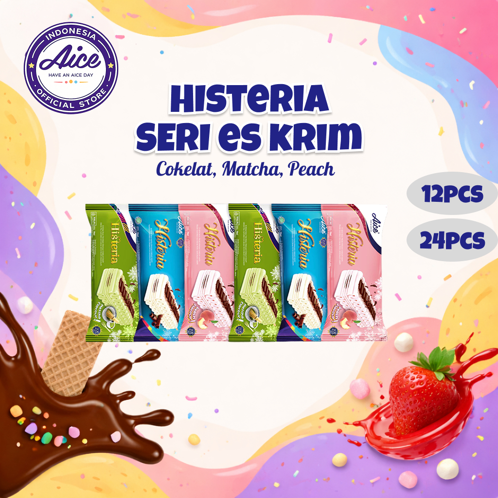 AICE Es Krim Batang Histeria Rasa Vanilla Matcha Persik Cocok Moment Spesial