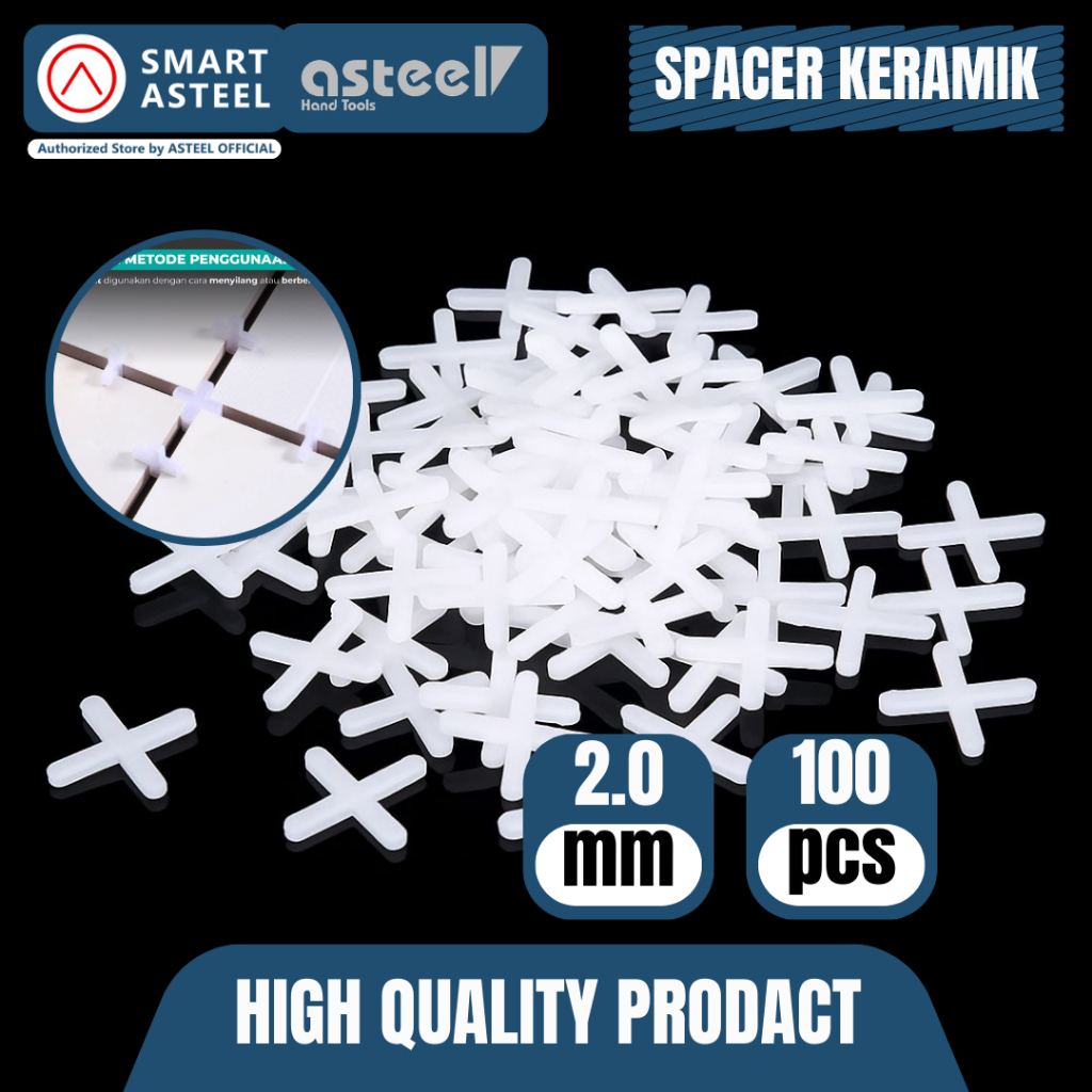 ASTEEL Spacer Keramik 2mm Tile Spacer Cross Nat Keramik Lantai Leveling System