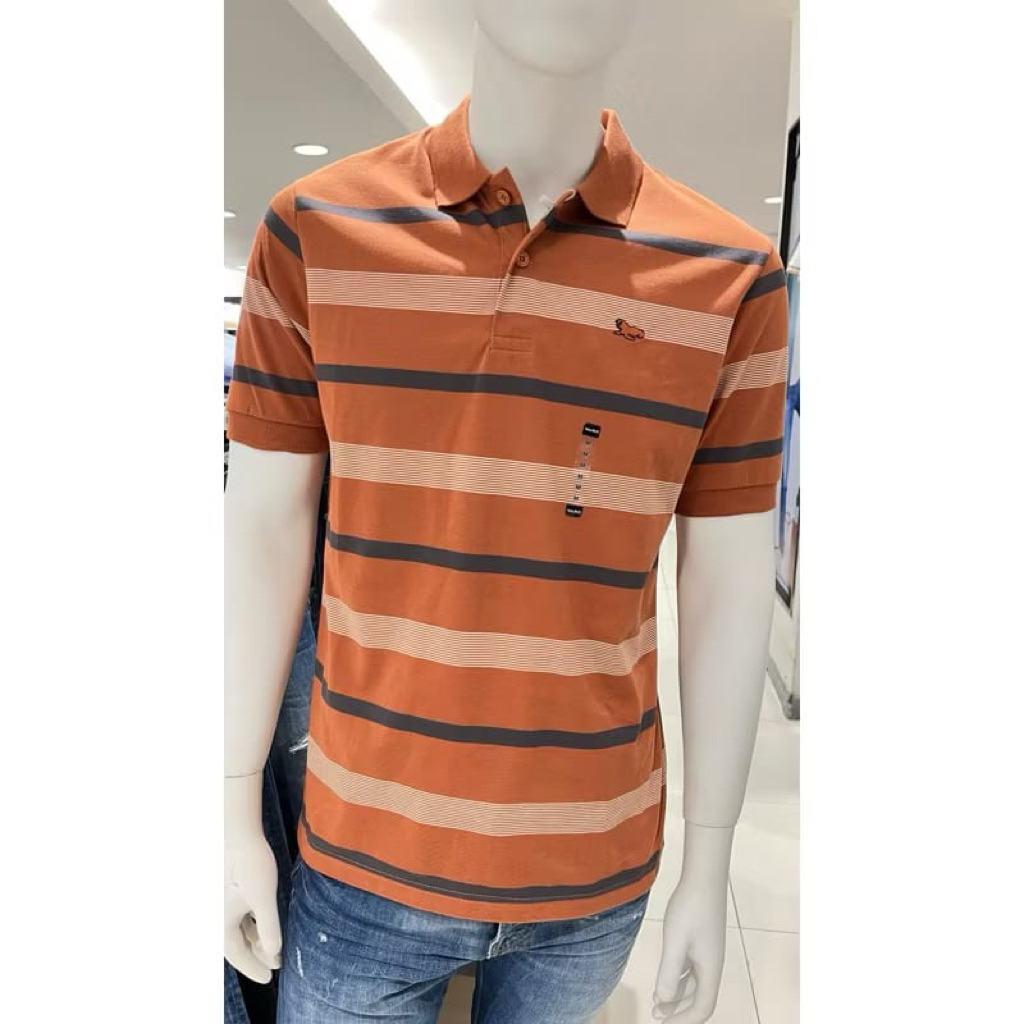 Walrus Polo Shirt Pria Motif Salur Size M