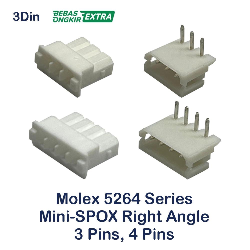 Molex 5264 Mini SPOX 3P 4P Dynamixel Right Angle Connectors 3 4 Pins Konektor Siku