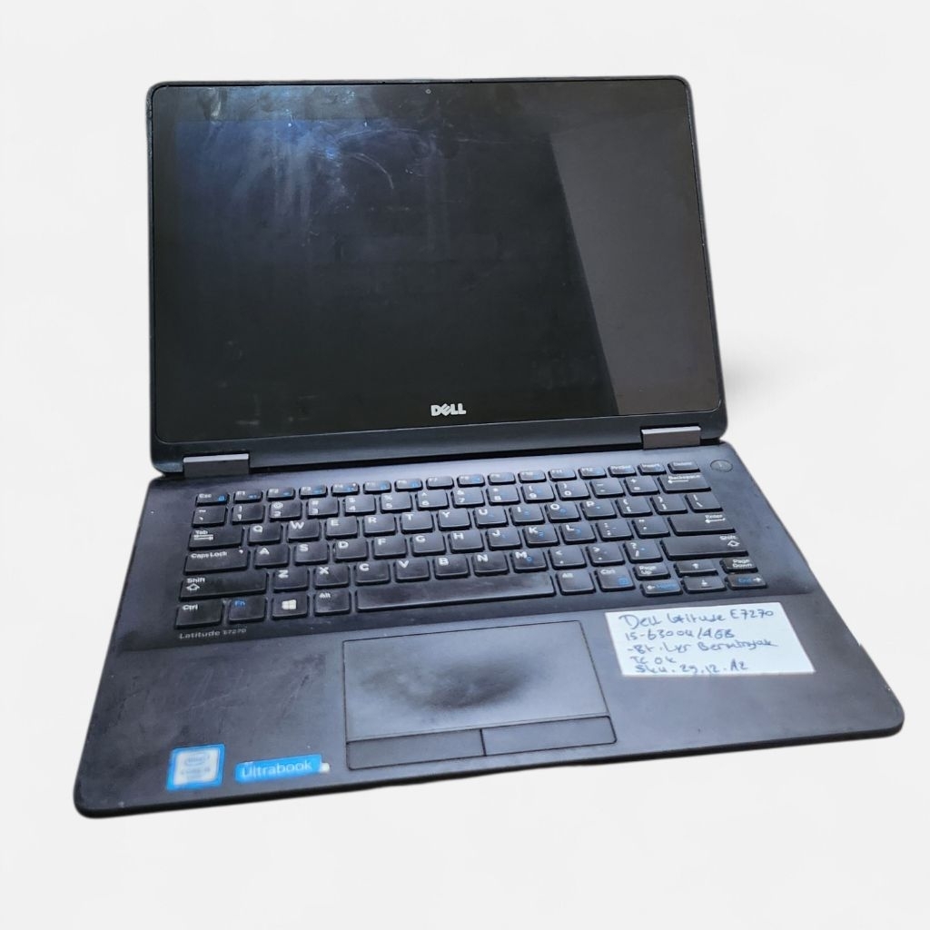 Laptop Dell Latitude E7270 Core i5 6300U No Ram No ssd Minus Baterai Layar Berminyak Touchscreen Oke