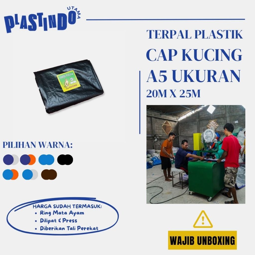 TERPAL PLASTIK A5 CAP KUCING TUTUP KAPAL TONGKANG BATU BARA UKURAN 20 X 25M