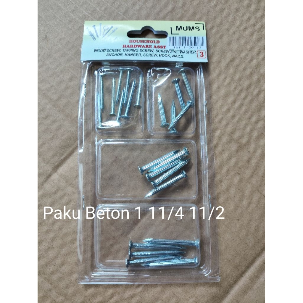 paku rivet paku beton skrup fisher klem kabel packing set