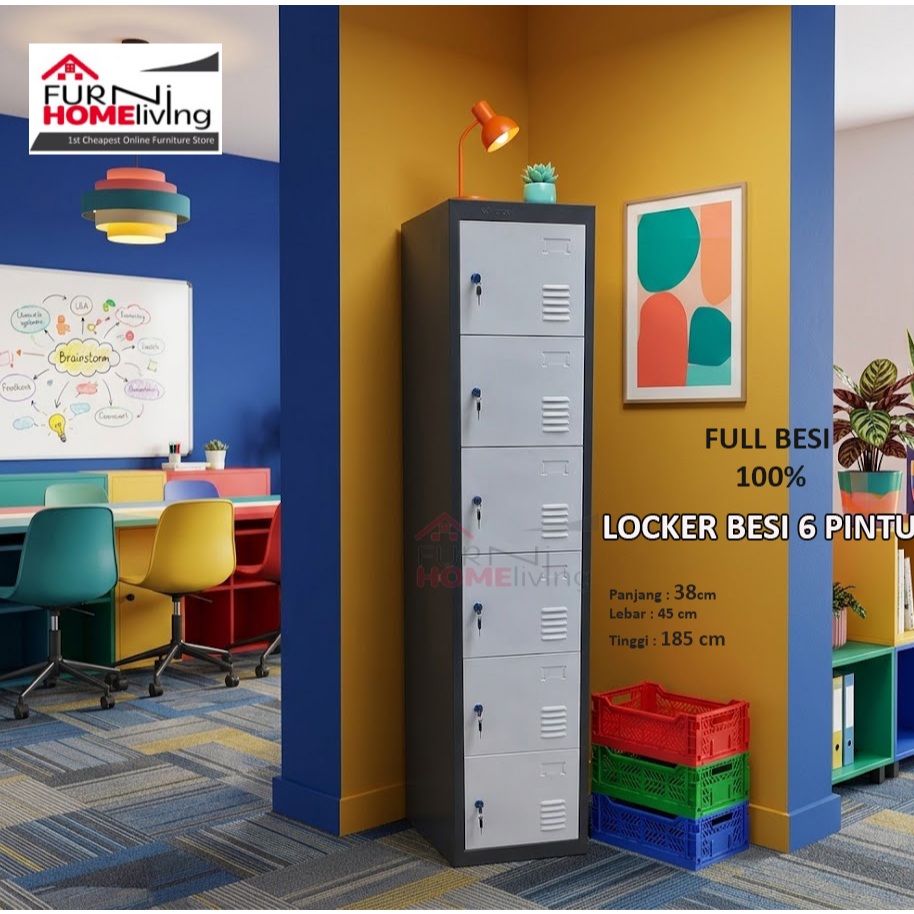 (kurir toko) Loker Besi 6 PIntu Lemari Locker 6 Pintu
