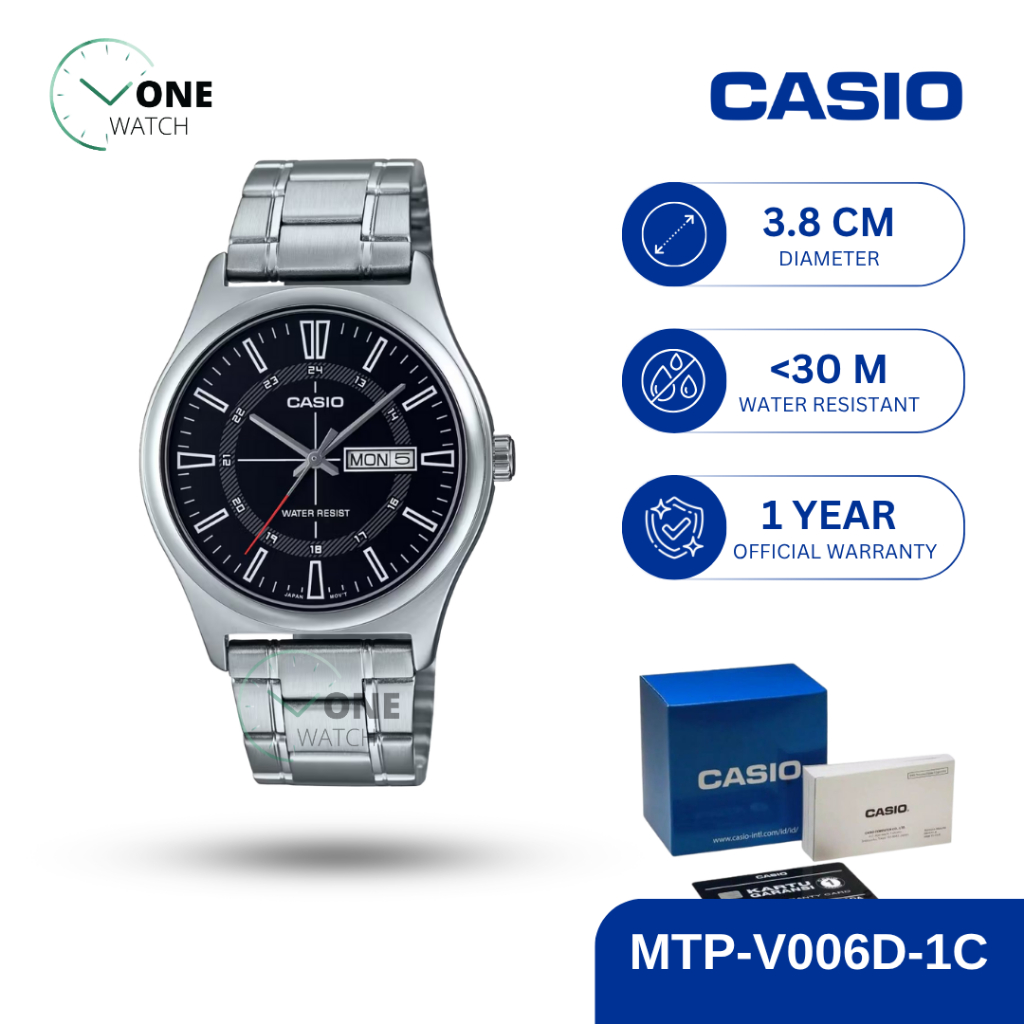 Jam Tangan Casio  MTP-V006D Original Pria Analog MTP V006D V006 Tali Rantai Stainless Garansi Resmi